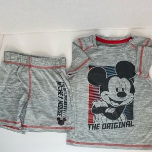 Disney Mickey Mouse The Original Boys Short Set, Size 5, Gray, Red & Black